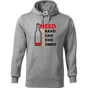 Pánská mikina DOBRÝ TRIKO Pánská mikina s potiskem Need beer Velikost pánské mikiny: 5XL, Barva: Tmavě šedý melír