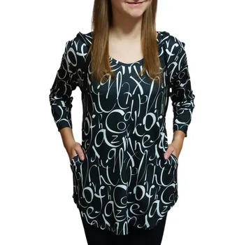 Dámská tunika Kepa style Tunika Kepa černo-bílá s kapucí a kapsami velikosti Kepa: 48