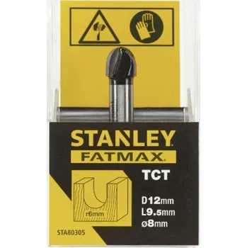 Dílna STANLEY Fréza do dřeva drážkovací vypouklá TCT/HM, R6 12x9,5 mm s oblým koncem FatMax® STA80305
