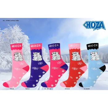Dívčí oblečení Dětské ponožky HOZA THERMO Froté - ABS medvídek - H7009 Barva: balíček A, Velikost: 19-22