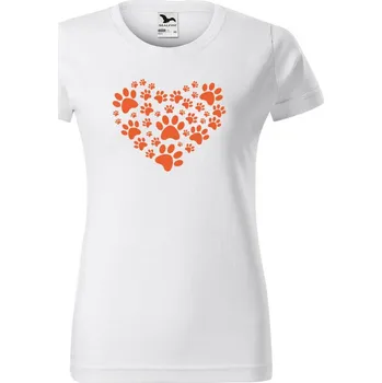 Dámské tričko DOBRÝ TRIKO Dámské tričko s potiskem Psí tlapky srdce Barva: Bílá, Velikost: S