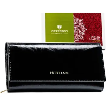 Peněženka Velká, černá kožená peněženka se zapínáním na patent Barva: Černá