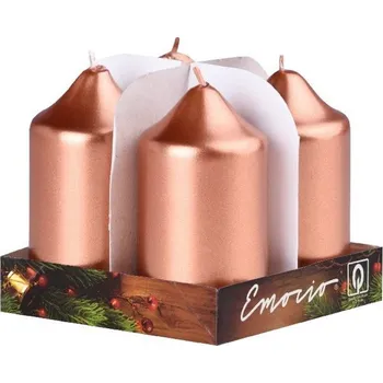 Svíčka Emocio adventní svíčky 40x75 metalické měděné 4 ks