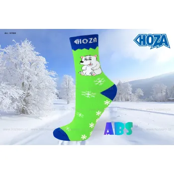 Dětské ponožky HOZA THERMO Froté - ABS medvídek - H7009 Barva: Zelená, Velikost: 23-26