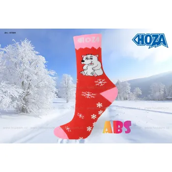 Dětské ponožky HOZA THERMO Froté - ABS medvídek - H7009 Barva: červená, Velikost: 31-34