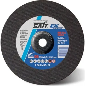 Brusný kotouč Sait 08026 - Kotouč brusný pr. 150 x 6,5 mm upínací otvor 22,2 mm na kov a nerez, zrno A 36 N INOX EK WINNER- tvarový