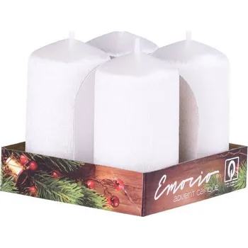 Svíčka Emocio adventní svíčky 40x75 perleťové bílé drápané 4 ks