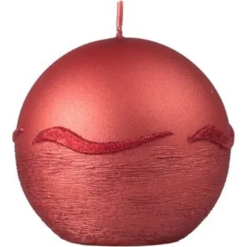 Svíčka Emocio drápaná svíčka koule s vlnkou vínová 70 mm