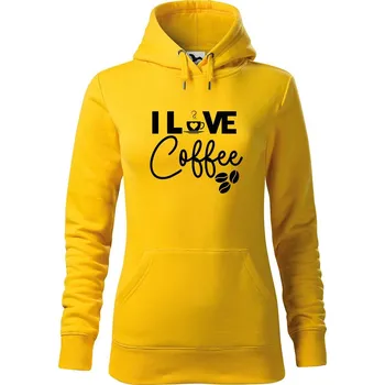 Dámské oblečení DOBRÝ TRIKO Dámská mikina s potiskem I love coffee Velikost dámské mikiny: S, Barva: Žlutá