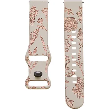 Příslušenství k chytrým hodinkám Madvell Silikonový řemínek Pampeliška béžová s růžovou 20mm