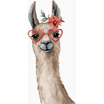 Malování podle čísel Lama s brýlemi, 40x50 cm, bez rámu a bez vypnutí plátna