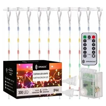 LED Nano závěs - 3x3m, 300LED, 8 funkcí, ovladač, IP44, multicolor