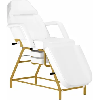 Kosmetické křeslo Activeshop 557G s tácky, zlaté a bílé