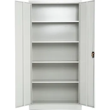 Rauman univerzální kovová skříň 90 × 40 × 185 cm, cylindr. zámek, RAL 7035