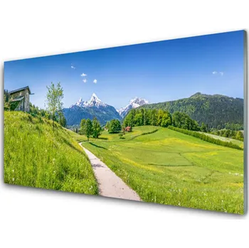 Obraz Obraz na skle Hory Louka Stezka Údolí 125x50 cm 2 Přívěsky
