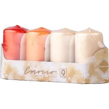 Svíčka Emocio adventní svíčky 40x75 mix oranžových barev metalické matné 4 ks