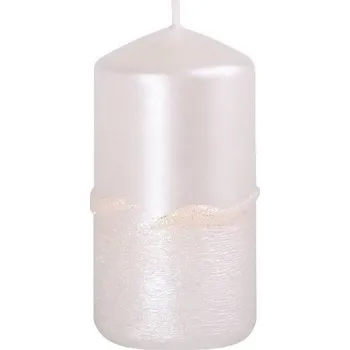Svíčka Emocio drápaná svíčka s vlnkou válec perleťová 50x100 mm