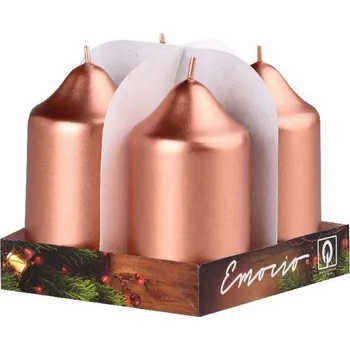 Svíčka Emocio adventní svíčky 50x90 měděné metalické 4 ks