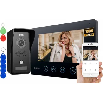 Eura Video interkom EURA VDP-42A3 GAMMA Plus, TUYA, černá, Wifi, 2 vstupy, čtečka