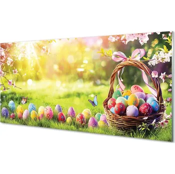 Obraz Obraz na skle Basket vejce květina louka 100x50 cm 2 Přívěsky