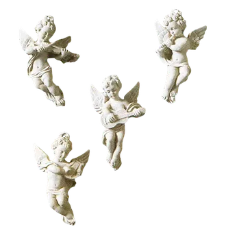 Zahradní dekorace Set hudebních andílků z umělého pískovce