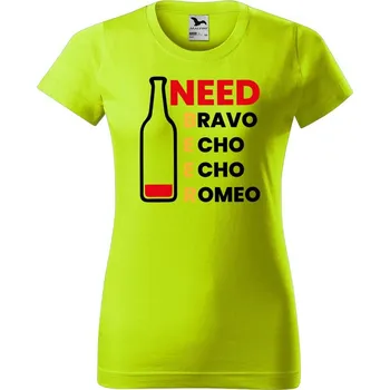 Dámské oblečení DOBRÝ TRIKO Dámské tričko s potiskem Need beer Barva: Limetková, Velikost: XS