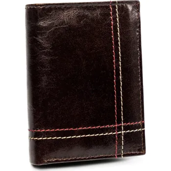 Peněženka Kožená pánská peněženka prošívaná peněženka na karty Always Wild Barva: Hnědá