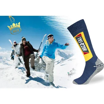 Pánské ponožky Pánské HOZA SKI -od 99kč zimní lyžařské podkolenky - H205-A Barva: tmavá modrá se žlutou, Velikost: 43-46