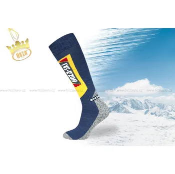 Pánské ponožky Dětské HOZA SKI - zimní lyžařské ponožky - H204-A Barva: tmavá modrá se žlutou, Velikost: 35-38