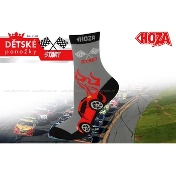 Dívčí oblečení Dětské ponožky HOZA s elastanem - Auta - H1812 Barva: šedá červená, Velikost: 19-22