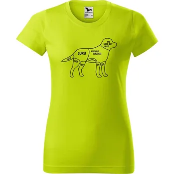 Dámské oblečení DOBRÝ TRIKO Dámské tričko s potiskem Kde drbat psa Barva: Limetková, Velikost: L