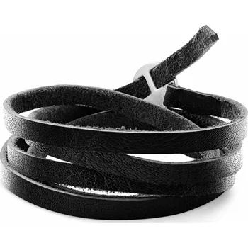 Náramek Gladius | Černý zavinovací kožený náramek z&nbsp;buvolí kůže full grain - Lucleon