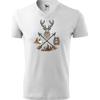 Pánské tričko DOBRÝ TRIKO Pánské tričko s potiskem Jelen a šípy Velikost: XL, Barva: Bílá