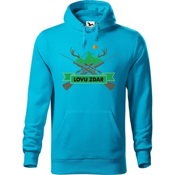 Pánská mikina DOBRÝ TRIKO Pánská mikina s potiskem Lovu zdar Velikost pánské mikiny: S, Barva: Tyrkysová
