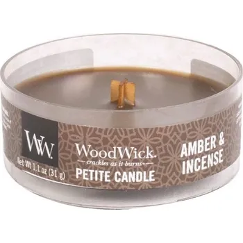 Svíčka Woodwick Petite drobná svíčka 31g Amber & incense (Ambra a kadidlo)