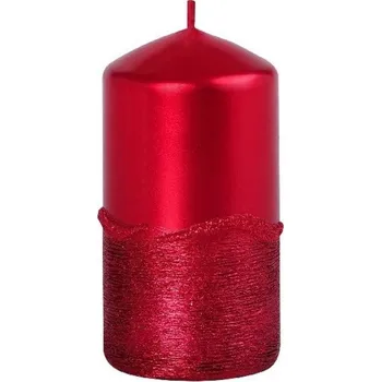 Svíčka Emocio drápaná svíčka s vlnkou válec červená 50x100 mm