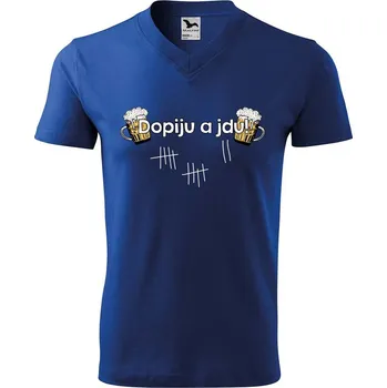 Pánské tričko DOBRÝ TRIKO Pánské V tričko s potiskem Dopiju a jdu Velikost: M, Barva: Královská modrá