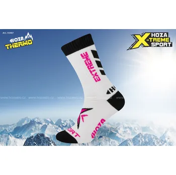 Pánské ponožky HOZA Extreme Thermo - funkční ponožky - H3407 Barva: bílá růžová, Velikost: 39-42