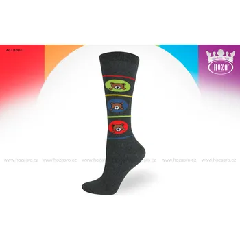 Dívčí oblečení Hoza Dětské podkolenky froté - medvídek a žabička - H7003 Barva: antracit, Velikost: 31-34