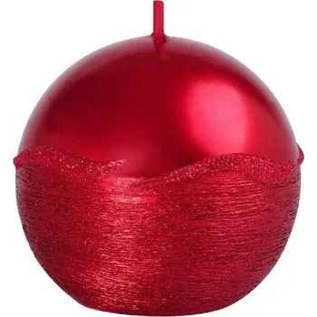 Svíčka Emocio drápaná svíčka koule s vlnkou červená 70 mm