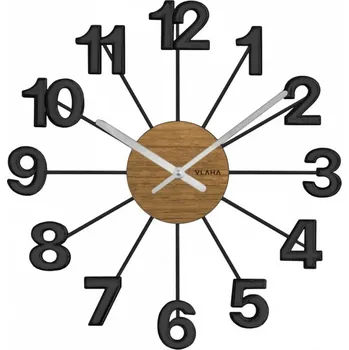 Hodiny VLAHA Dřevěné černé hodiny VLAHA DESIGN vyrobené v Čechách VCT1071