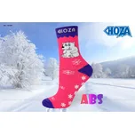 Dětské ponožky HOZA THERMO Froté - ABS medvídek - H7009 Barva: tmavá růžová, Velikost: 27-30