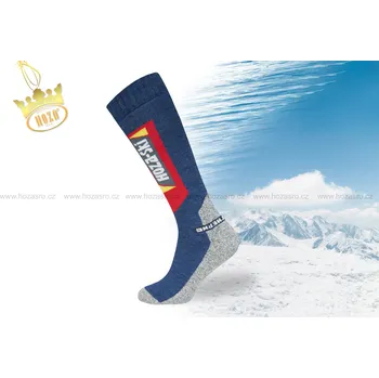 Dámské ponožky Dámské HOZA SKI - od 99kč- zimní lyžařské podkolenky - H205 Barva: tmavá modrá s červenou, Velikost: 35-38