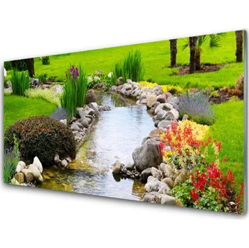 Obraz Obraz na skle Zahrada Jezero Příroda 100x50 cm 2 Přívěsky