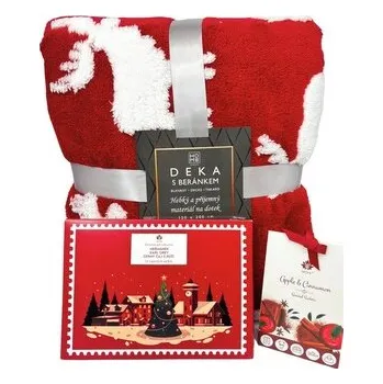 Svíčka HOME ELEMENTS Vánoční set beránková deka Los, čaj v obálce a vonné sáčky