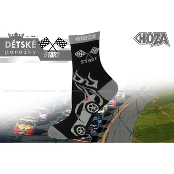 Dětské ponožky HOZA s elastanem - Auta - H1812 Barva: černá šedá, Velikost: 19-22