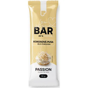 Passion nutrition Passion Low sugar bar Kokosová pusa s bílou čokoládou 55g