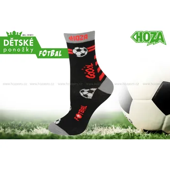 Dětské ponožky HOZA s elastanem - Fotbal - H1811 Barva: černá červená, Velikost: 27-30