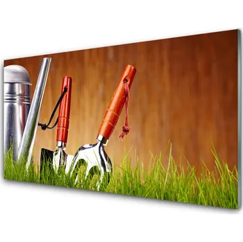 Obraz Obraz na skle Tráva Nářadí Umění 125x50 cm 2 Přívěsky