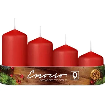 Svíčka Emocio adventní svíčky stupňovité 50 mm červené 4 ks